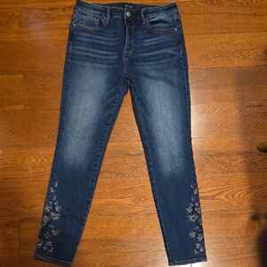 DRIFTWOOD Jackie High Rise Skinny Floral Embroidered Jeans 28